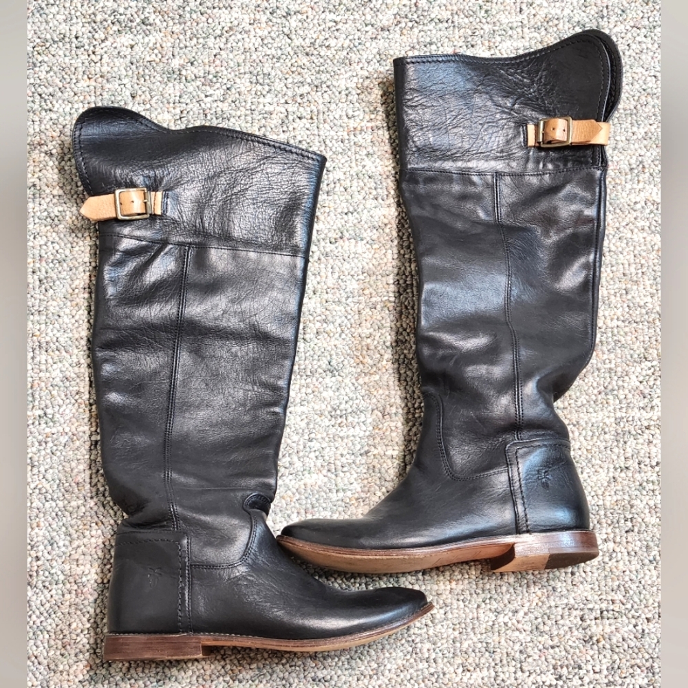 Frye Paige Black Tall Riding Boots Style 77061 Size 6 1/2